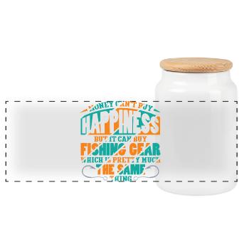 Angler Fisherman Petri Disciple Saying Fishing Funny - Panoramic Cookie Jar with Wooden Lid - white - Front