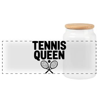 Reine du tennis - Boîte à biscuits avec couvercle en bois - blanc - Devant