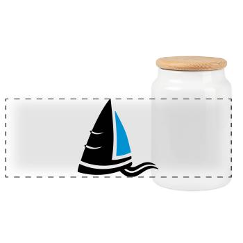 SeeLuft Segel Wappen Segelboot Logo Segelsport - Panorama Keksdose mit Holzdeckel - Weiß - Vorne