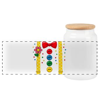 Costumes de clown Carnaval Femmes drôles - Boîte à biscuits avec couvercle en bois - blanc - Devant