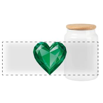 EMERALD HEART - peace & love - Panoramic Cookie Jar with Wooden Lid - white - Front