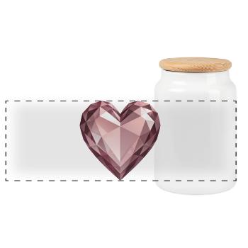 PINK DIAMOND HEART - peace & love - Panoramic Cookie Jar with Wooden Lid - white - Front
