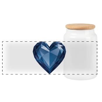 SAPHIR HEART - peace & love - Panoramic Cookie Jar with Wooden Lid - white - Front