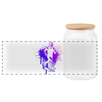 Cool Running Inspiration - Panoramic Cookie Jar with Wooden Lid - white - Front