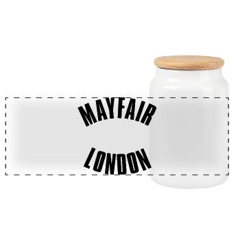 Mayfair London Emblem - Panoramic Cookie Jar with Wooden Lid - white - Front