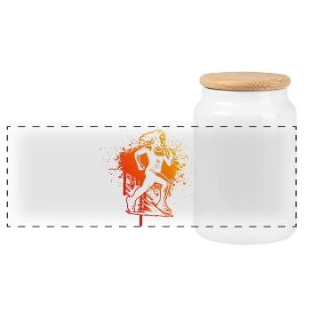 Clear running motif for every day - Panoramic Cookie Jar with Wooden Lid - white - Front