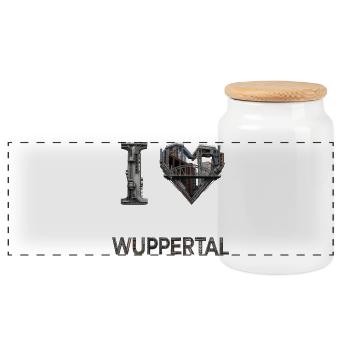 J’adore Wuppertal – Design urbain industriel - Boîte à biscuits avec couvercle en bois - blanc - Devant