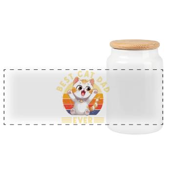 Chat Meilleur Chat Papa Jamais Chat Papa Drôle Dicton - Boîte à biscuits avec couvercle en bois - blanc - Devant