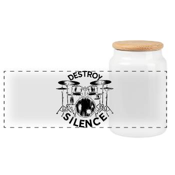 Destroy Silence Drummer - Boîte à biscuits avec couvercle en bois - blanc - Devant