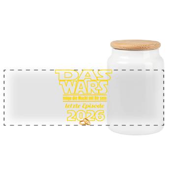 Farewell bachelor / bachelorette 2026 That's it - Panoramic Cookie Jar with Wooden Lid - white - Front
