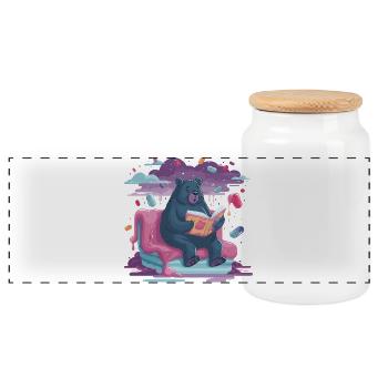 Ours Lecteur dans Candy Dream - Boîte à biscuits avec couvercle en bois - blanc - Devant