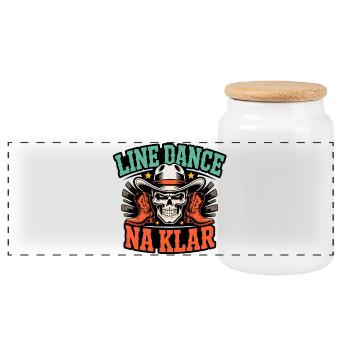 Line Dance Of course Skull Cowboy - Panoramic Cookie Jar with Wooden Lid - white - Front