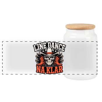 Line Dance Skull Cowboy NA KLAR - Panorama Keksdose mit Holzdeckel - Weiß - Vorne