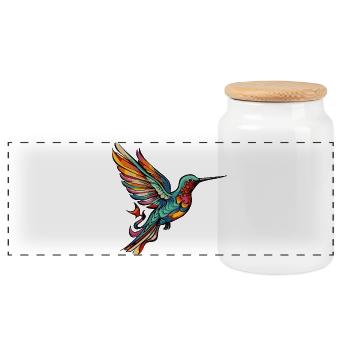  Kolibri Vogel Comic - Panorama Keksdose mit Holzdeckel - Weiß - Vorne