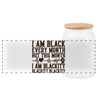Blackity Black Month Heartbeat Fist - Panoramic Cookie Jar with Wooden Lid - white - Front