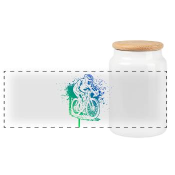 Roadbike motif with recognition value - Panoramic Cookie Jar with Wooden Lid - white - Front