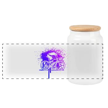 Roadbike Stil für jeden Anlass - Panorama Keksdose mit Holzdeckel - Weiß - Vorne