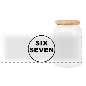 Six Seven Trend - Panoramic Cookie Jar with Wooden Lid - white - Front