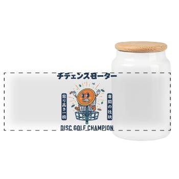 Disc-Golf-Champion lustiges Disc-Golfer-Design - Panorama Keksdose mit Holzdeckel - Weiß - Vorne