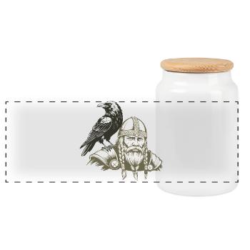 Viking Viking Legend Sailor Odin Raven Fighter - Panoramic Cookie Jar with Wooden Lid - white - Front