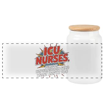 ICU Nurses Because Superheroes Intensive Care - Panoramic Cookie Jar with Wooden Lid - white - Front