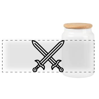 Sword Combat - Panoramic Cookie Jar with Wooden Lid - white - Front