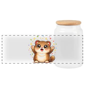 Fête du jubilé du chaton câlin - Boîte à biscuits avec couvercle en bois - blanc - Devant