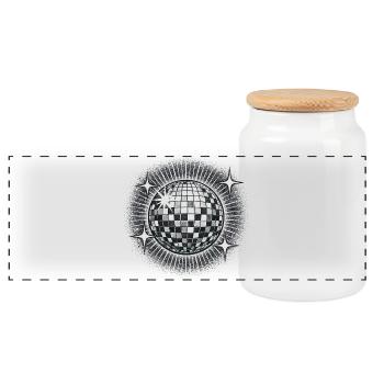Discokugel Party Retro 70er Geschenk Lustig - Panorama Keksdose mit Holzdeckel - Weiß - Vorne