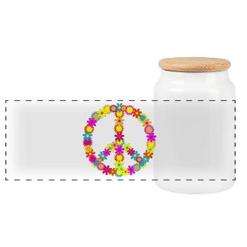 Flower Power Peace Sign Colorful Hippie Symbol - Panorama Keksdose mit Holzdeckel - Weiß - Vorne