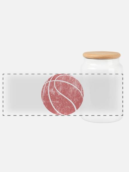 basketball - Panoramic Cookie Jar with Wooden Lid - white