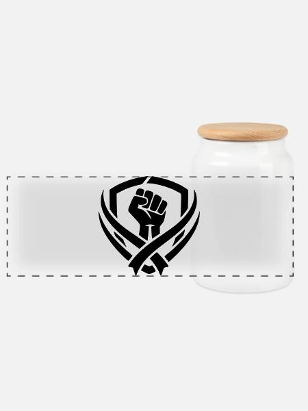 Combat logo - Panoramic Cookie Jar with Wooden Lid - white
