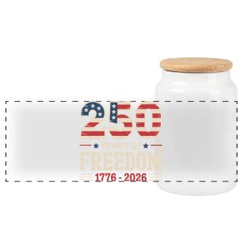250 Years of USA Freedom Independence Design - Panoramic Cookie Jar with Wooden Lid - white - Front
