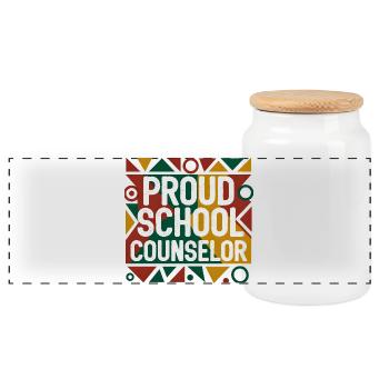 Proud School Counselor Geometric Abstract Design - Panoramic Cookie Jar with Wooden Lid - white - Front