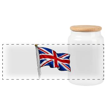 Great Britain England Flag - Panoramic Cookie Jar with Wooden Lid - white - Front