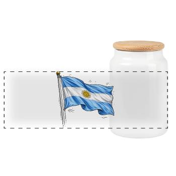 Argentina Flag - Panoramic Cookie Jar with Wooden Lid - white - Front