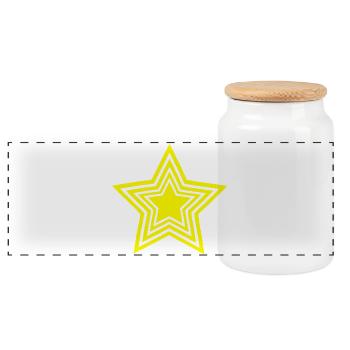 étoile jaune infinie - Boîte à biscuits avec couvercle en bois - blanc - Devant