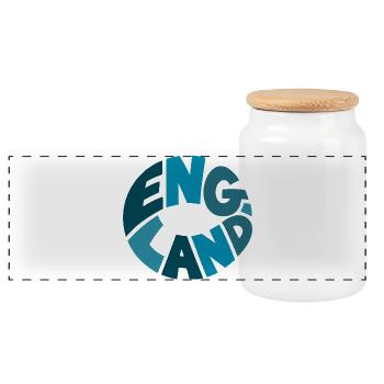 England Kreis Logo Typografie - Panorama Keksdose mit Holzdeckel - Weiß - Vorne