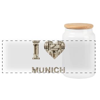 I love Munich – Klassische Architektur Liebe - Panorama Keksdose mit Holzdeckel - Weiß - Vorne