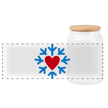 Winterherz im Eiskreis - Panoramic Cookie Jar with Wooden Lid - white - Front