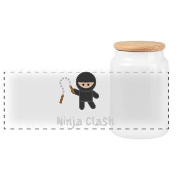Ninja Fight Sport MMA - Boîte à biscuits avec couvercle en bois - blanc - Devant