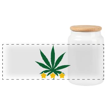 Cannabis Leaf - Weed - Legalize - Panoramic Cookie Jar with Wooden Lid - white - Front