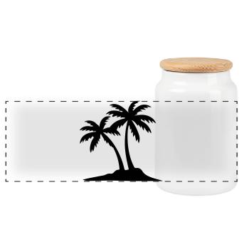 Icône du palmier de l’île - Boîte à biscuits avec couvercle en bois - blanc - Devant