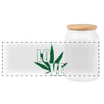 Cannabis - Weed - Legalize - Boîte à biscuits avec couvercle en bois - blanc - Devant