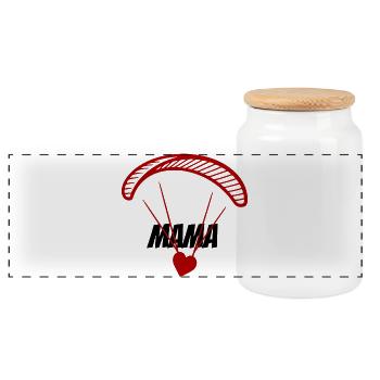 Parapente avec maman écriture et cœur - Boîte à biscuits avec couvercle en bois - blanc - Devant