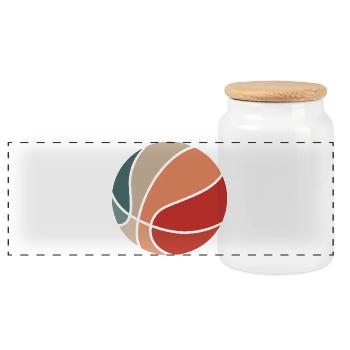 Colorblocked Sphere Abstract - Panoramic Cookie Jar with Wooden Lid - white - Front