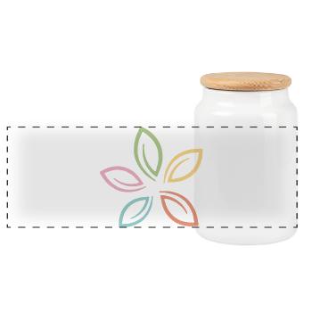 Dessin en ligne minimaliste de fleurs pastel - Boîte à biscuits avec couvercle en bois - blanc - Devant