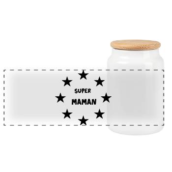 Super-Mama - Panorama Keksdose mit Holzdeckel - Weiß - Vorne