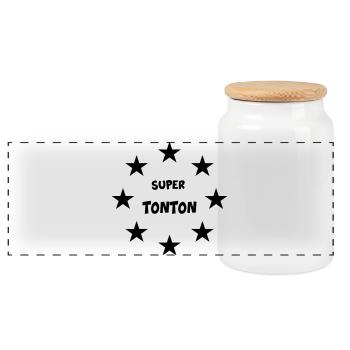 SUPER TONTON - Boîte à biscuits avec couvercle en bois - blanc - Devant