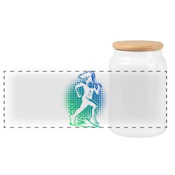 Kompaktes Running Design für Rennen - Panorama Keksdose mit Holzdeckel - Weiß - Vorne