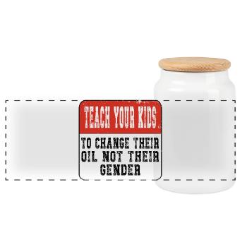 Teach your Kids - Anti Gender - Panoramic Cookie Jar with Wooden Lid - white - Front